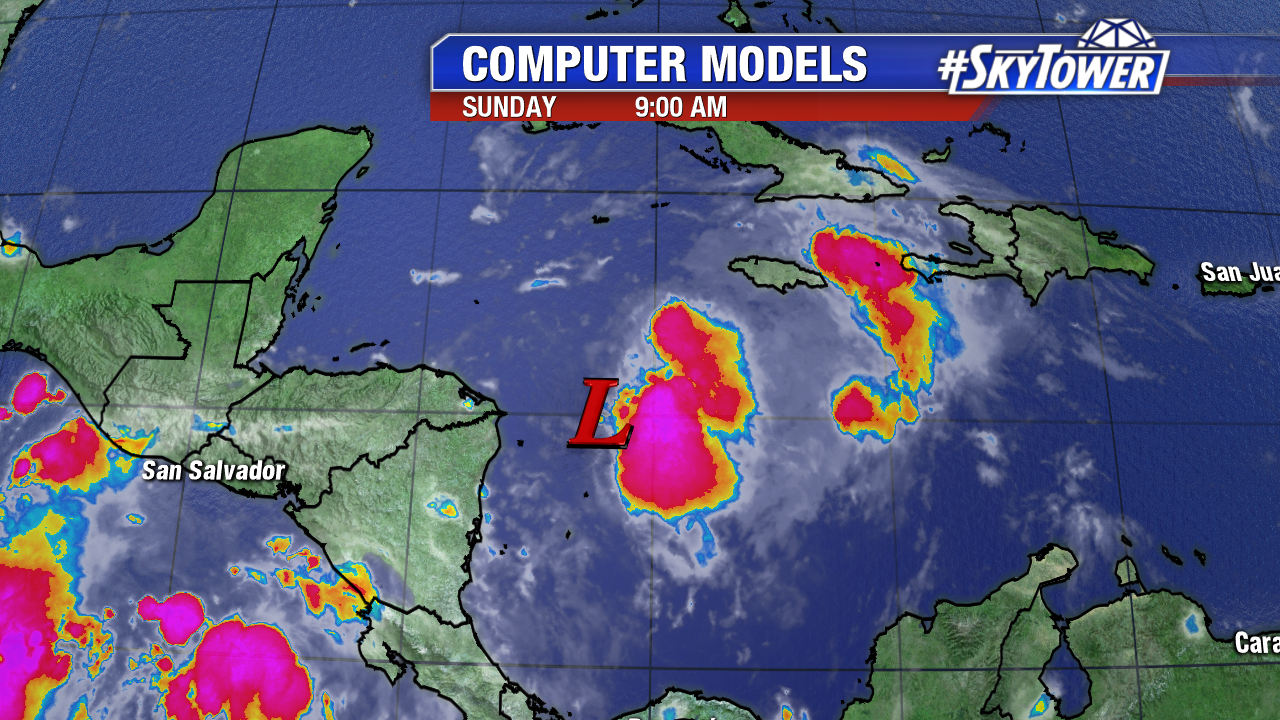 Invest 90L Organizes, Headed for the Yucatan; Invest 99L