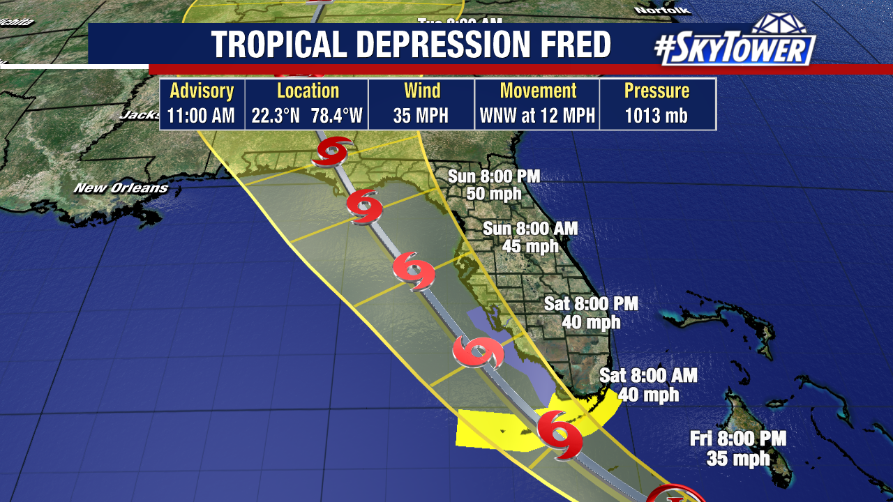 Fred Heading Toward The Florida Keys Friday Night; Periods Of Heavy Rain For Parts Of Florida This Weekend