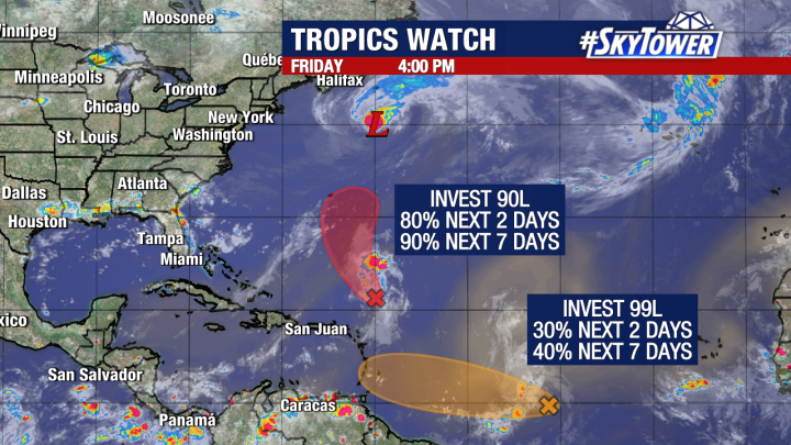 Tracking only two disturbances now that Erin is post-tropical