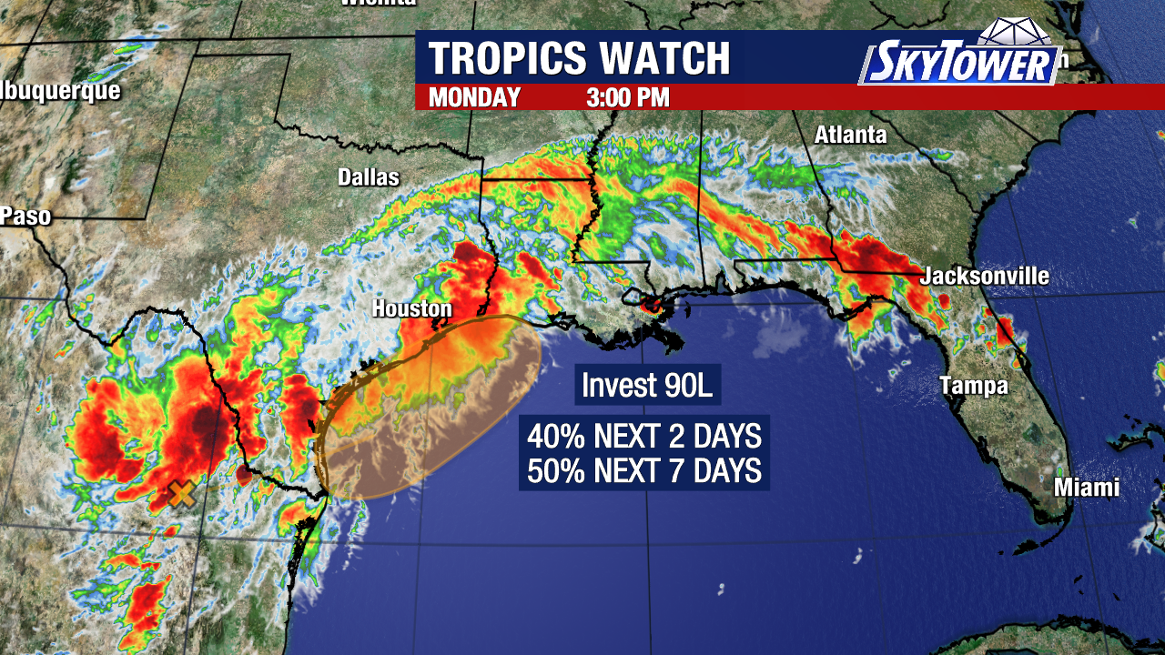 Invest 90L has a 50% chance for development